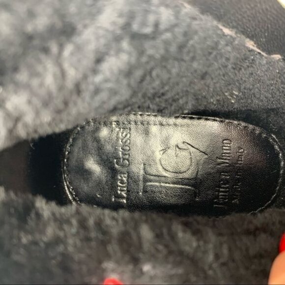 Luca Grossi Size 37 Black Leather Suede Shearling Knee High Boots - Picture 6 of 8